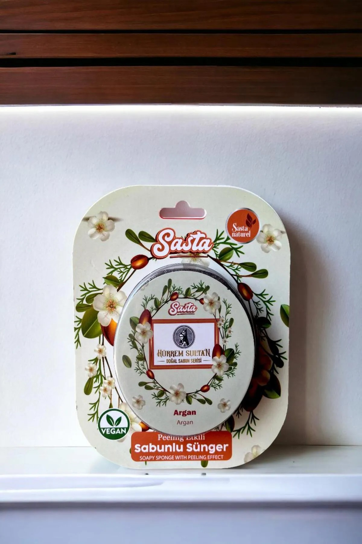 Sasta Doğal Süngerli Sabun Sponge Serisi Argan