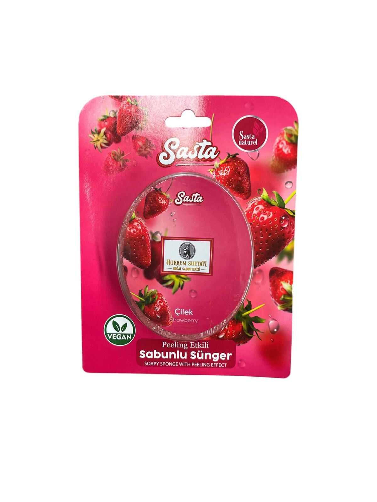 Sasta Doğal Süngerli Sabun Sponge Serisi Çilek