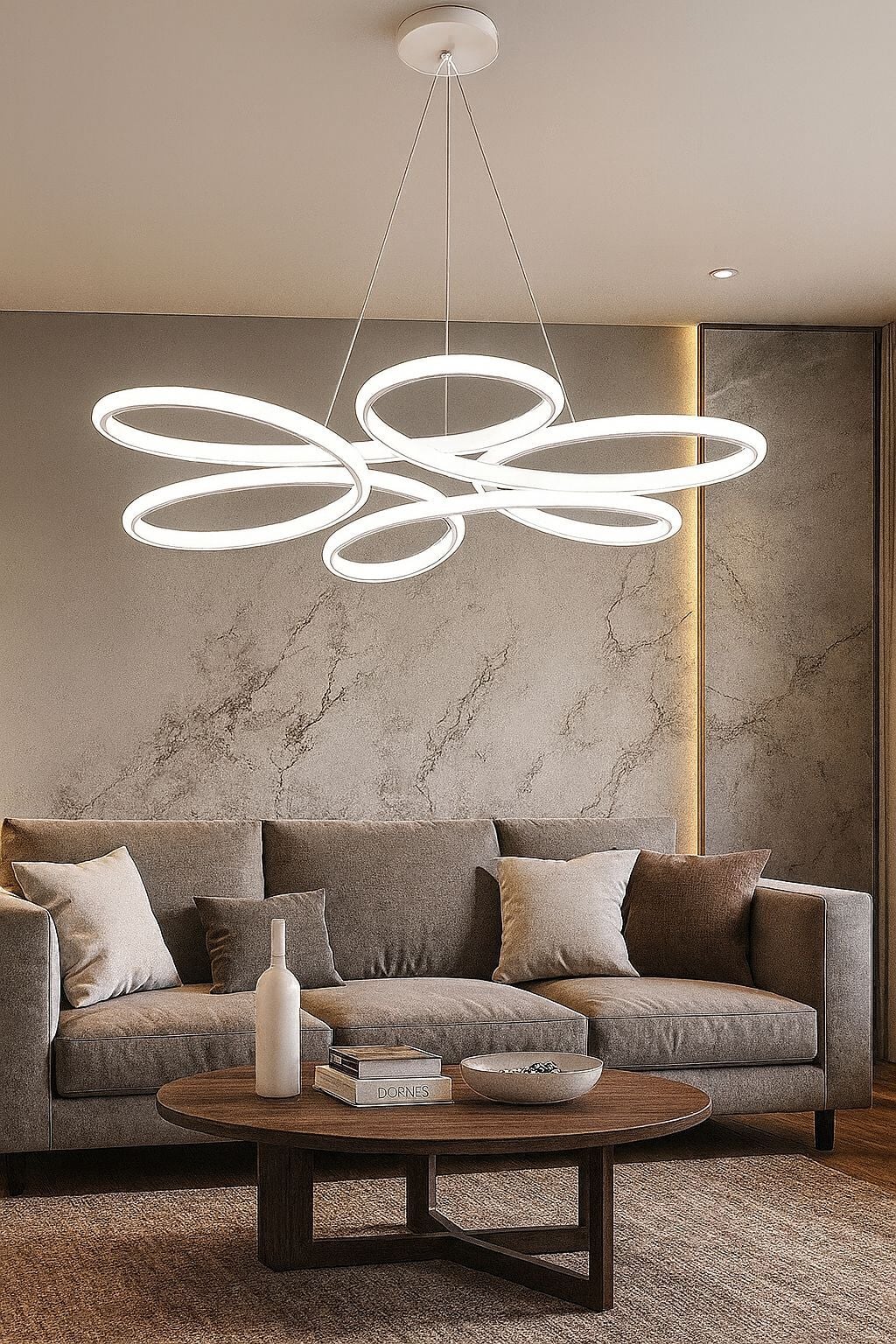 Avize Sarkık Papatya Model 6 Kanatlı 60 Cm Beyaz