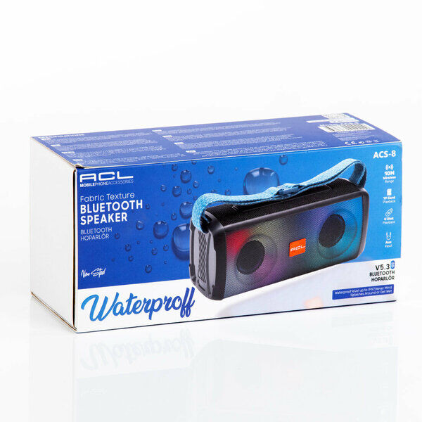 Acl Hoparlör Speaker Bluetooth Usb Aux ACS-8  Su Geçirmez Siyah