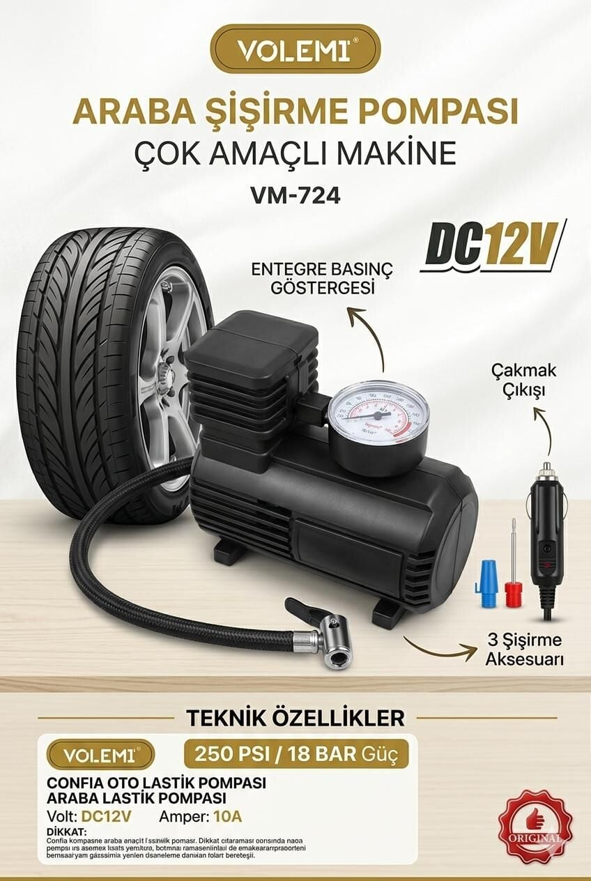 Volemi Kompresör Hava Pompası Vm-724 Siyah