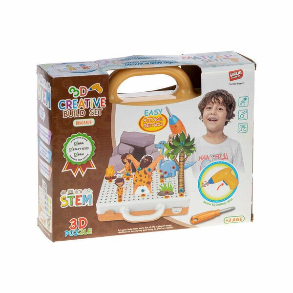 Birlik Puzzle ve Oyun Çantası Dinazorlar 340 Parça Matkaplı