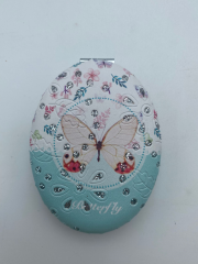 Dmrt Makyaj Aynası Oval Kelebek Desen