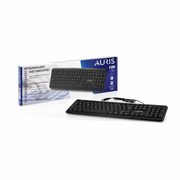Auris Klavye Standart Q Usb Siyah Kablolu Ergononik Tasarım Siyah