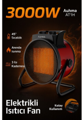 Auhma Isıtıcı Elektrikli 3000 W Fanlı Isıtıcı Kırmızı