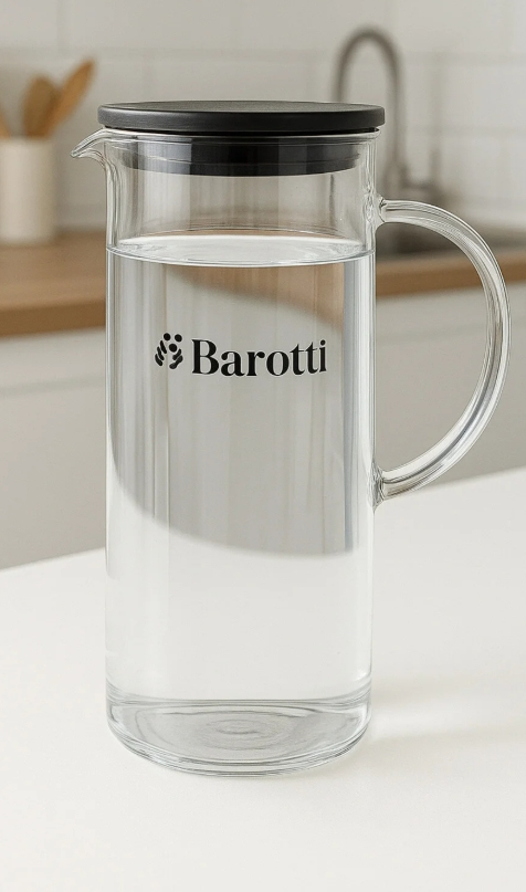 Barotti Metal Kapaklı Sürahi Şeffaf