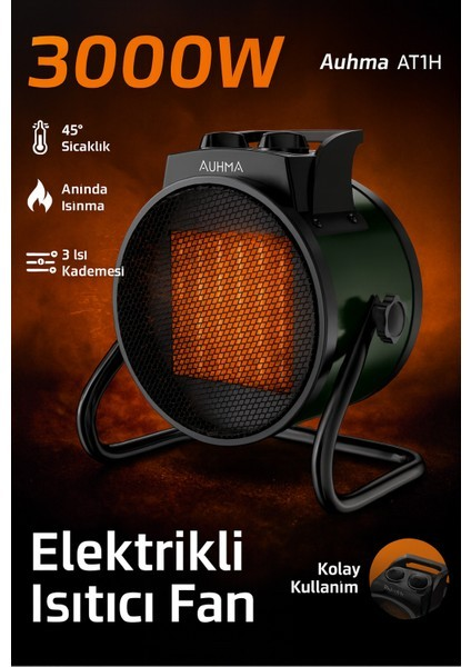 Auhma Isıtıcı Elektrikli 3000 W Fanlı Isıtıcı Haki
