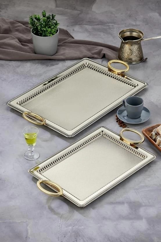 Cooker Gümüş 2 Li Dikdörtgen Tepsi