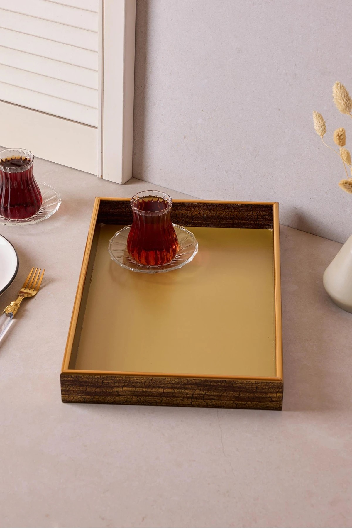 Perotti Turin Gold Dikdörtgen Tepsi 25 X 37 Cm