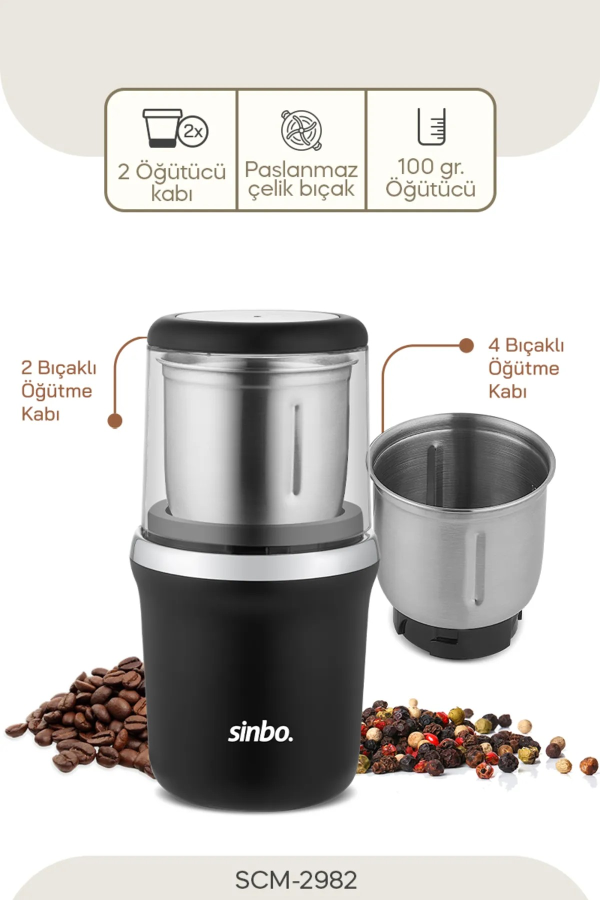 Sinbo Scm 2982 Kahve Ve Baharat Öğütücü Siyah