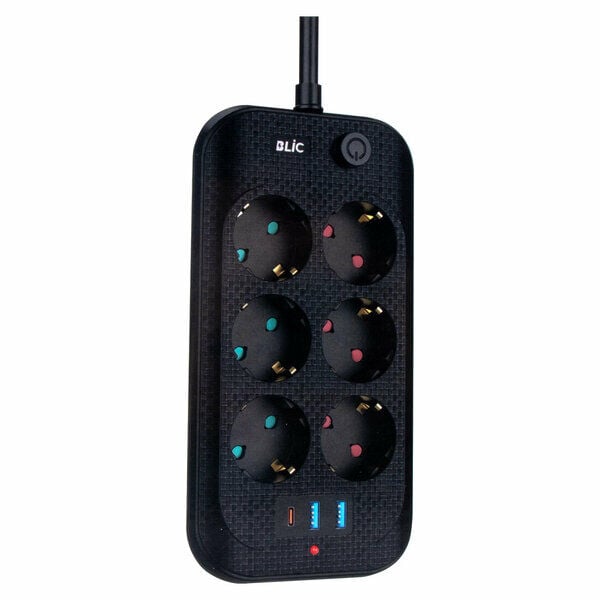 Blic Akım Korumalı Grup Priz 2 Mt 2500W 10A (6 Priz 3XUSB)