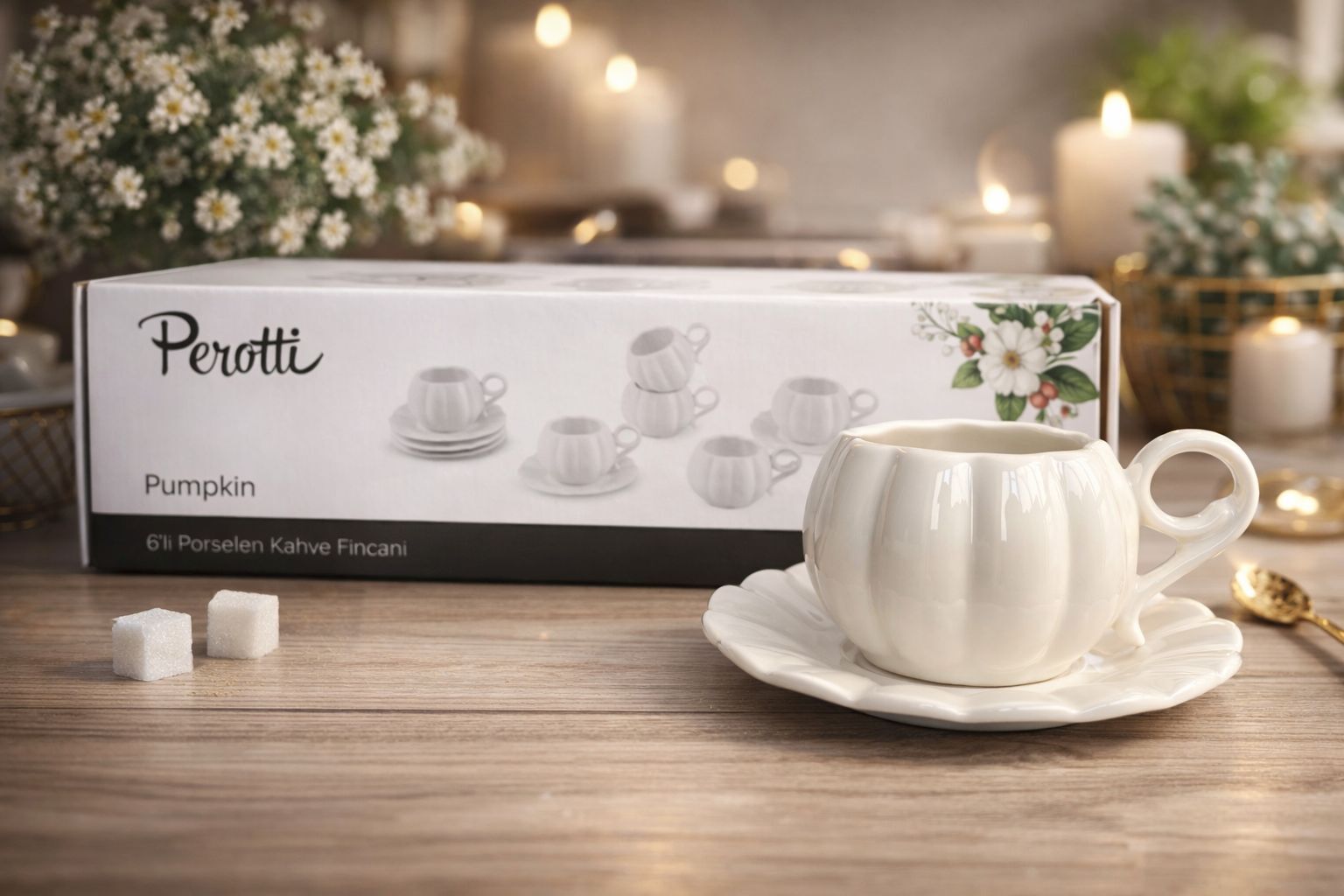 Perotti Pumpkin Porselen 6 Lı Kahve Fincan